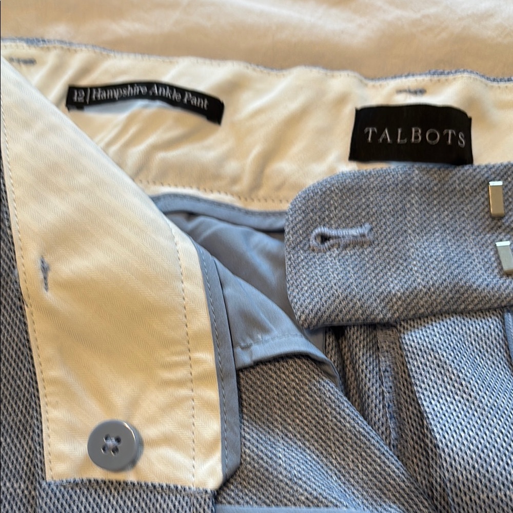 Talbots Cream and Blue Cropped Pants